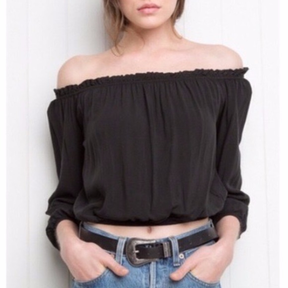 Brandy Melville Tops - Brandy Melville Off The Shoulder Crop Top Black LS